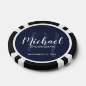 Navy Modern Script Personalisiert Trauzeugen Pokerchips (Einzeln)