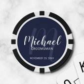 Navy Modern Script Personalisiert Trauzeugen Pokerchips