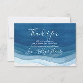 Navy, Modern Watercolor Dankeschön Karten (Vorderseite)