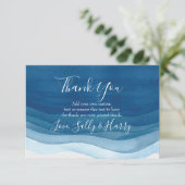 Navy, Modern Watercolor Dankeschön Karten (Stehend Vorderseite)