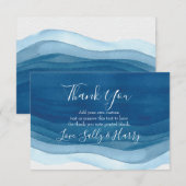 Navy, Modern Watercolor Dankeschön Karten (Vorne/Hinten)