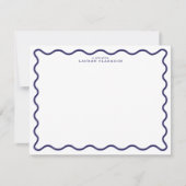 Navy Modern Wavy Border Note Card Einladung (Vorderseite)