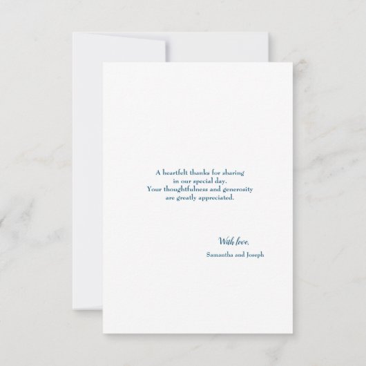 Navy Modern Wedding Script Foto Collage Danke (Rückseite)