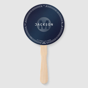 Navy Moderne, einfache, personalisierte Monogramm- Fächer