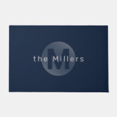 Navy Moderne, einfache personalisierte Monogramm-T Fußmatte (Vorderseite)