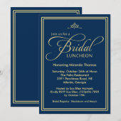 Navy Moderne Klassik Bridal Luncheon Einladung (Vorne/Hinten)