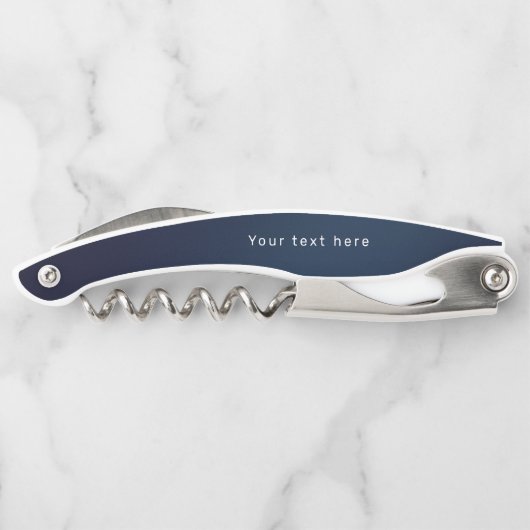 Navy Moderne personalisierte Monogramm Kellnermesser (Rückseite)