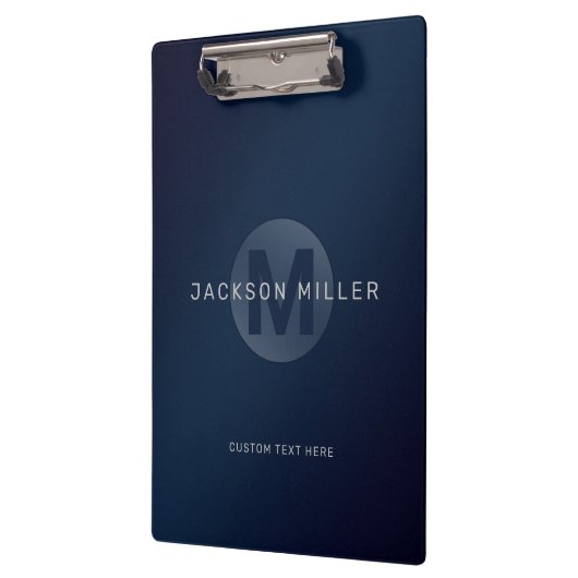 Navy Moderne personalisierte Monogramm Klemmbrett (Links)