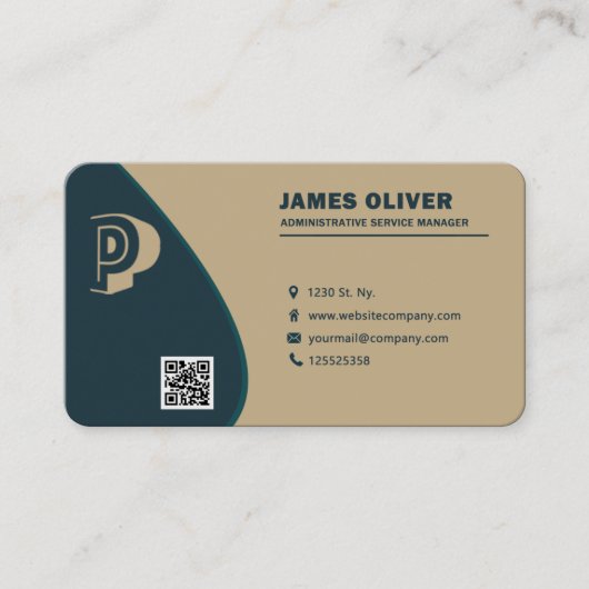 Navy Moderner Leiter der Verwaltung Visitenkarte (Vorderseite)