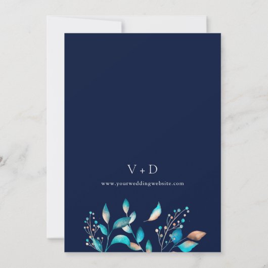 Navy Modernes Foto Rustikal Save The Date (Rückseite)