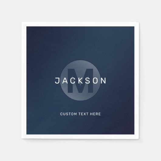 Navy Modernes personalisiertes Monogramm-Nickerche Serviette (Vorderseite)