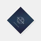 Navy Modernes personalisiertes Monogramm-Nickerche Serviette (Ecke)