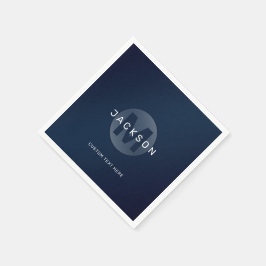 Navy Modernes personalisiertes Monogramm-Nickerche Serviette (Ecke)