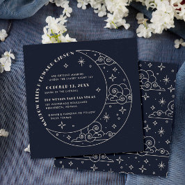 Navy Mond & Sterne Himmelhochzeit-Einladung Save The Date