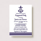 Navy Monogram Anchor Nautic Engagement Party Einladung