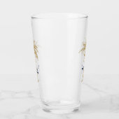 Navy Monogram auf Artistic Tropical Gold Palm Tree Glas (Links)