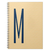Navy Monogram auf Mini Orange Zickzack Muster Notizblock (Vorderseite)