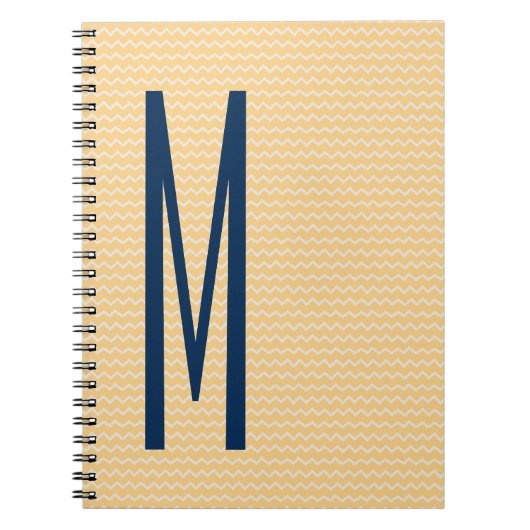 Navy Monogram auf Mini Orange Zickzack Muster Notizblock (Vorderseite)