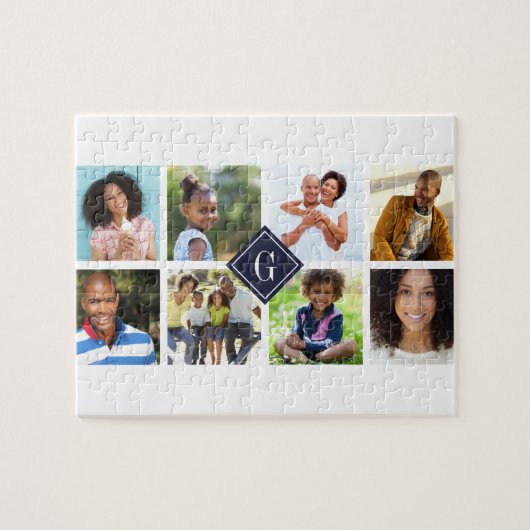 Navy Monogram Fotolage Puzzle (Horizontal)