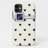 Navy Monogram Heart iPhone Case (Rückseite)