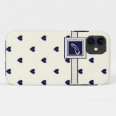Navy Monogram Heart iPhone Case (Rückseite (Horizontal))