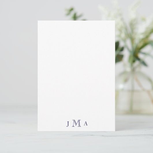 Navy Monogram Masculine Flat Dankeschön Karte (Stehend Vorderseite)