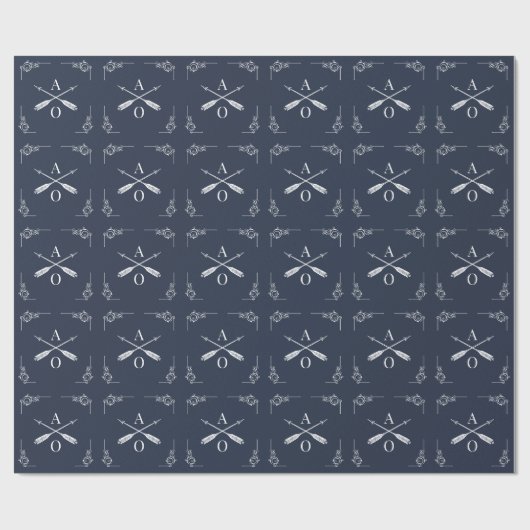 Navy Monogram und Arrows Geschenkpapier (Flach)