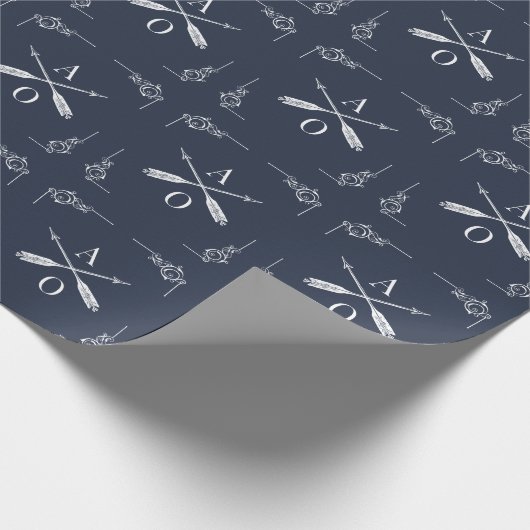 Navy Monogram und Arrows Geschenkpapier (Ecke)