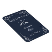 Navy Monogram und Arrows Save the Date Magnet (Rechte Seite)