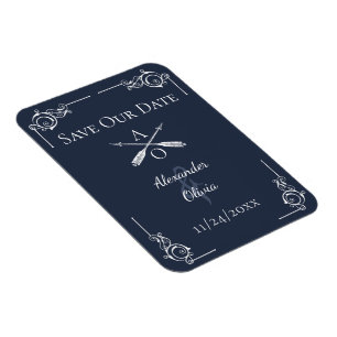 Navy Monogram und Arrows Save the Date Magnet