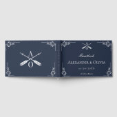 Navy Monogram und Arrows Wedding Guest Book Gästebuch (Voll)