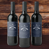 Navy Monogram und Arrows Wedding Wine Label Weinetikett