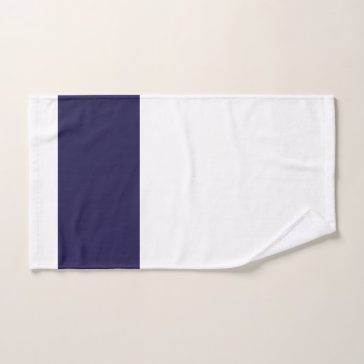 Navy Monogram White Badhandtuch Set (Handtuch)