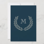 Navy Monogram Wreath Classic Uni-Abschluss Einladung (Rückseite)
