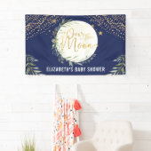 Navy Moon Star Greenerity Gold Baby Dusche Willkom Banner (Insitu)