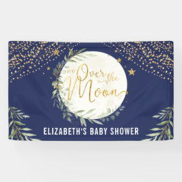 Navy Moon Star Greenerity Gold Baby Dusche Willkom Banner