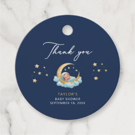 Navy Moon Stars Celestial Baby Shower Geschenkanhänger