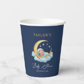 Navy Moon Stars Celestial Baby Shower Paper Cups Pappbecher (Rückseite)