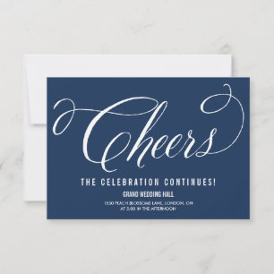 Navy Mr. & Mrs. Elegante Schrift Empfangskarte Einladung