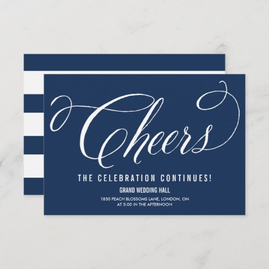 Navy & Mrs. Elegant Script Empfang Card Einladung (Vorne/Hinten)
