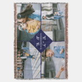 Navy Multiple Fotos Custom Monogram Family Name Decke (Vorderseite Vertikal)