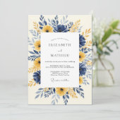 Navy Mustard Radiant Spring Wedding Einladung (Stehend Vorderseite)