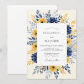 Navy Mustard Radiant Spring Wedding Einladung (Vorne/Hinten)