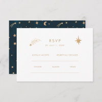 Navy Mystical Gold Sterne Mond Astronomie Hochzeit