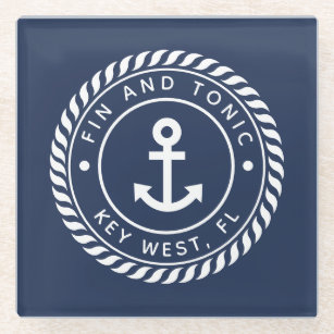 Navy  Name des Logos für Logos und Anker Glasuntersetzer