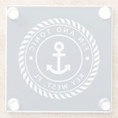 Navy| Name des Logos für Logos und Anker Glasuntersetzer (Rückseite)