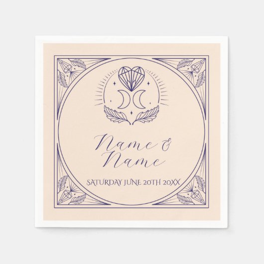 Navy Napkins Hochzeiten Namen Tarot Karten Sterne Serviette (Vorderseite)