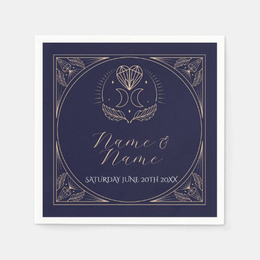 Navy Napkins Hochzeiten Namen Tarot Karten Sterne Serviette (Vorderseite)