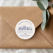 Navy Nashville Skyline | Hochzeitsempfang Runder Aufkleber