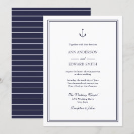 Navy Nautic Anchor Familien Hochzeit Einladung